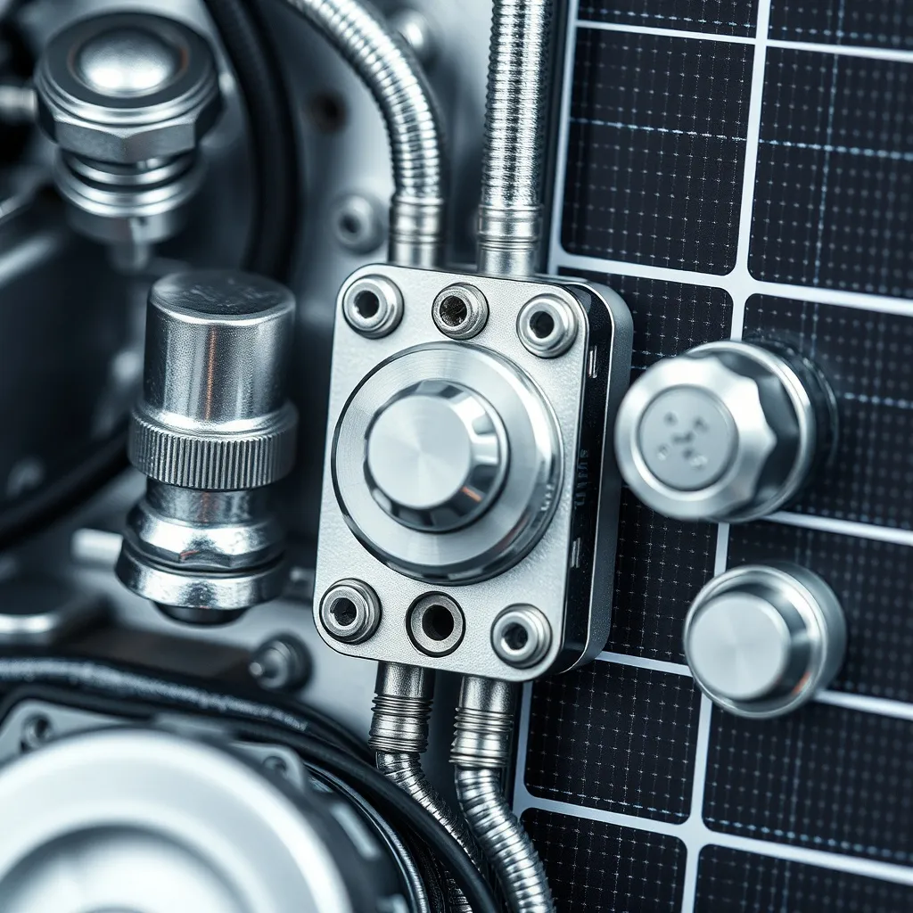 Macro photography of silver electrical components and solar
