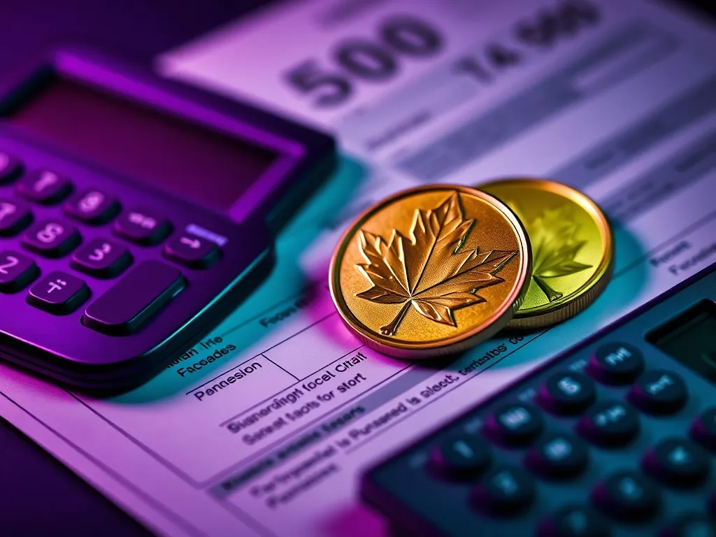 A close-up of Canadian gold maple leaf coins resting on a st